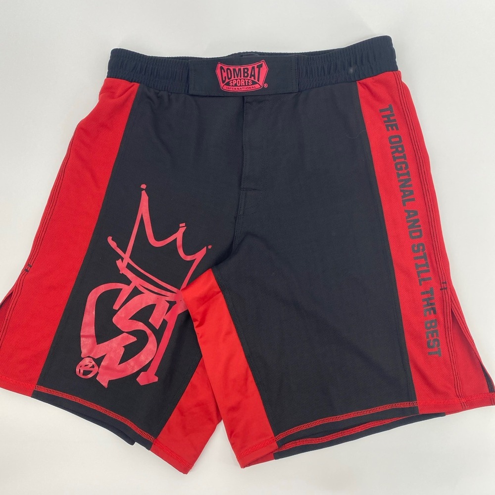 Combat Sports International MMA Fight Shorts Mens 36 Black Red Athletic UFC BJJ